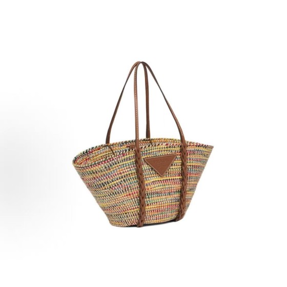 PRADA triangular embossed logo Tote bag, shopping bag, single-shoulder handbag, women\'s multi-color